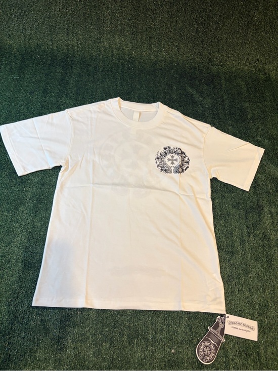 Chrome Hearts Other - Chrome Hearts White Short Sleeve Tee with Small Black Crest